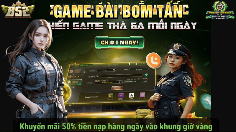 Khuyến mãi 50% tiền nạp hàng ngày vào khung giờ vàng